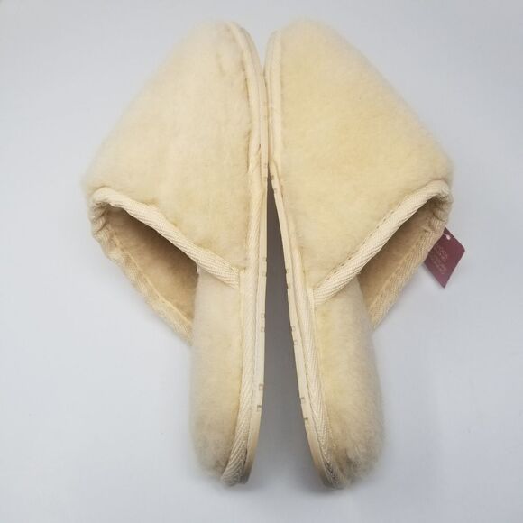 NWT IVORY SOFT WOOL BLEND SLIP ON HOUSESHOES. SIZES 6, 10, 11. - Picture 9 of 14